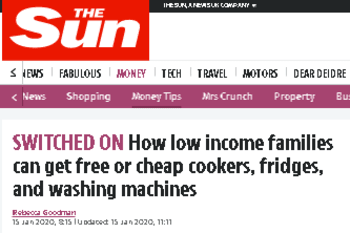 Screengrab of the news headline in the Sun paper.